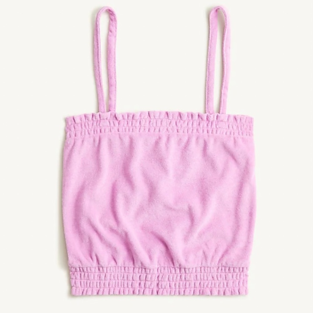 J. Crew NWT Smocked Towel Terry Tank - Petunia Pink